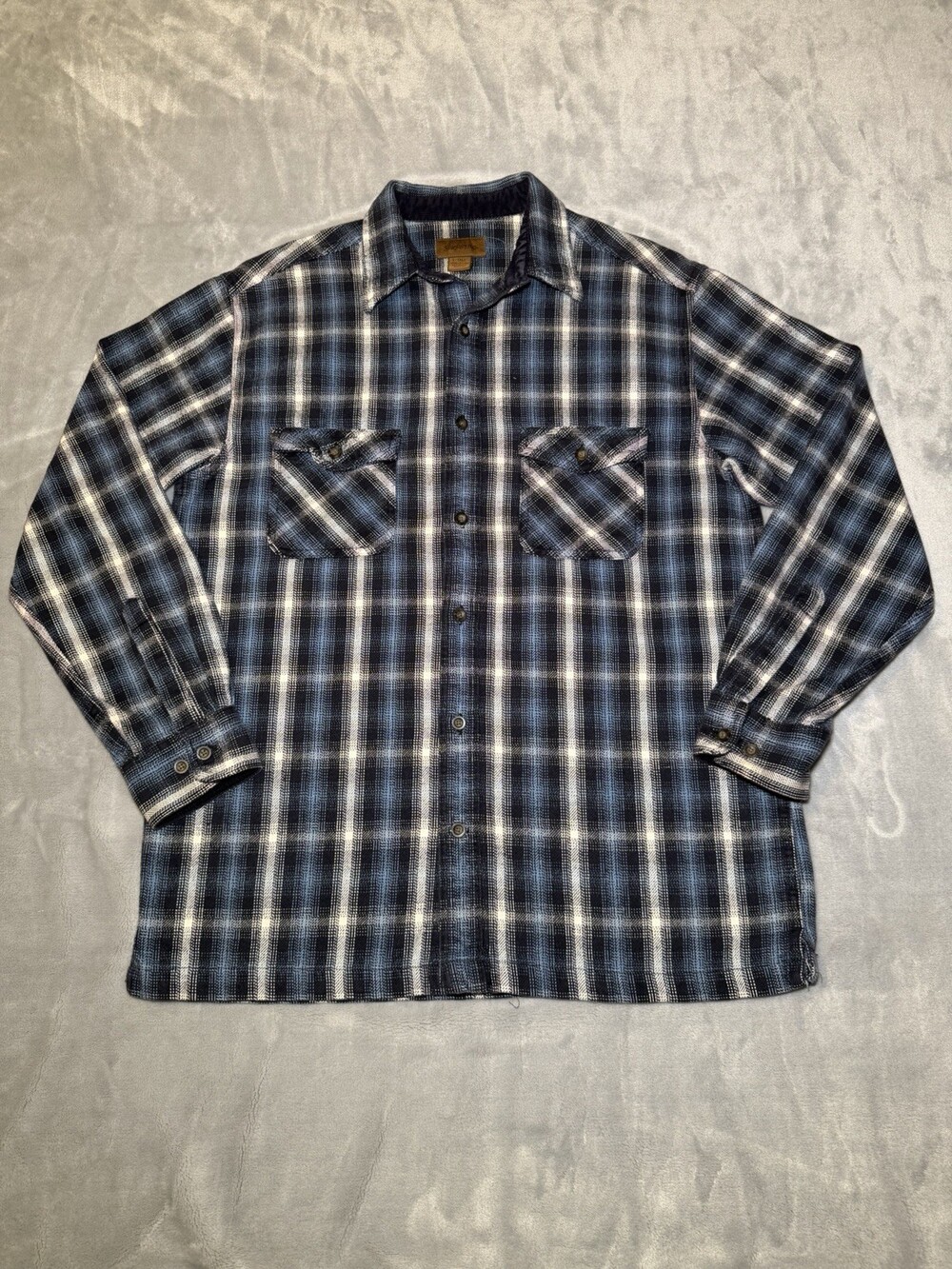 Vintage St Johns Bay Plaid Flannel Shirt Long Sleeve Men’s Large Tall Heavyweght